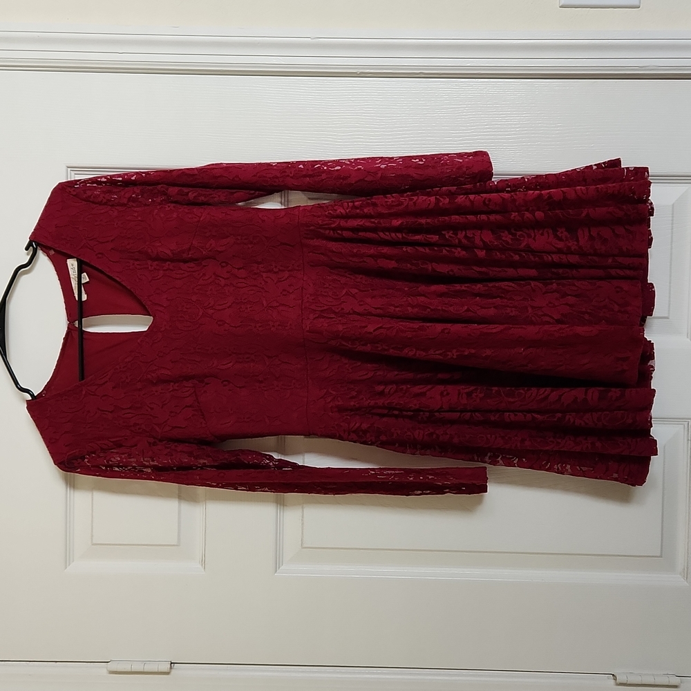 Red Lace Long Sleeve Dress